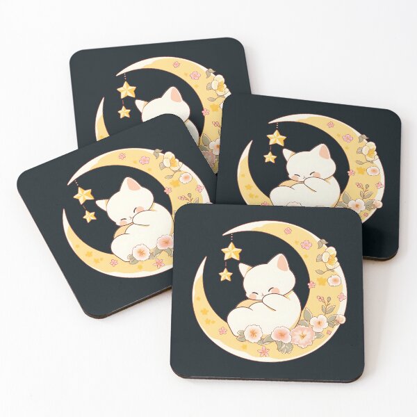 Item preview, Kawaii Flower Kitty and Moon  designed and sold by Sereneluna.