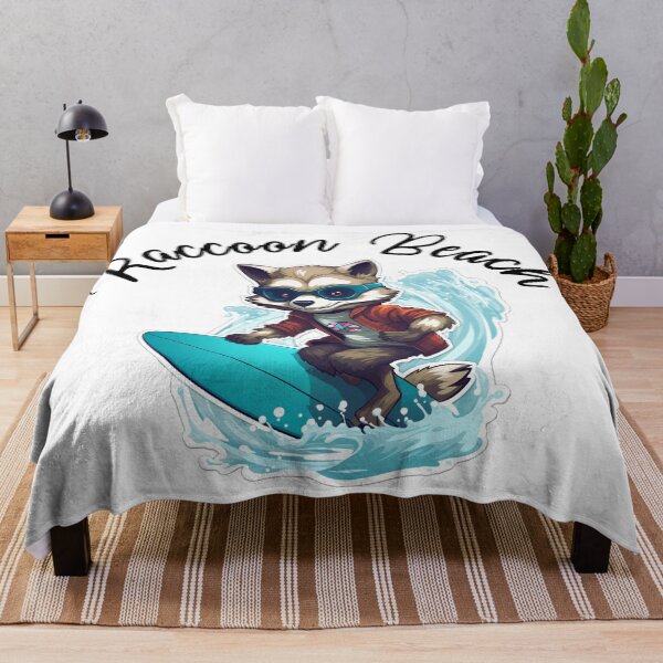Item preview, Raccoon Surfing - Raccoon Beach (Black Lettering) designed and sold by VelvetRoom.