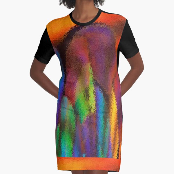 Rainbow Waves by Cecile Grace Charles Graphic T-Shirt Dress