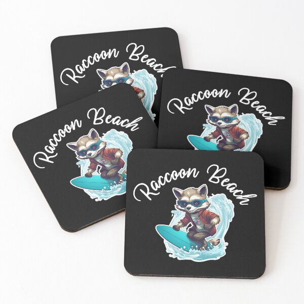 Item preview, Raccoon Surfing - Raccoon Beach (White Lettering) designed and sold by VelvetRoom.