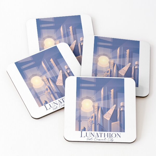 Item preview, Crescent City Travel poster- Lunathion city scape designed and sold by GeekandArtsy.