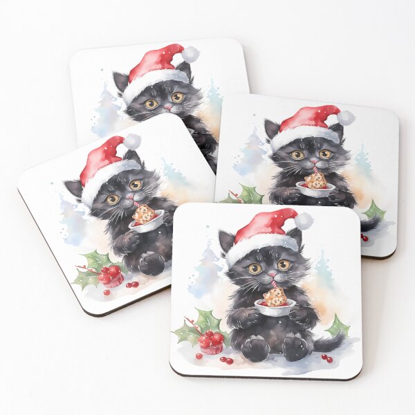 Item preview, Black Christmas Cat, Holiday Cat , Cat eating Christmas cookies, Christmas decorations Decor, Cookie Cat designed and sold by Irie Designs.
