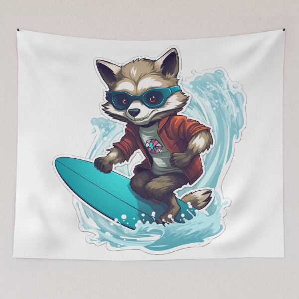 Item preview, Raccoon Surfing - Raccoon Beach designed and sold by VelvetRoom.