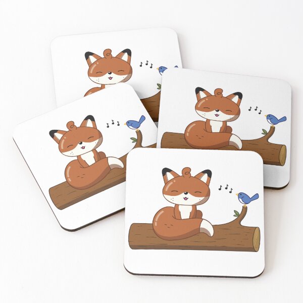 Item preview, Happy little fox listening to bird singing designed and sold by yabaprints.