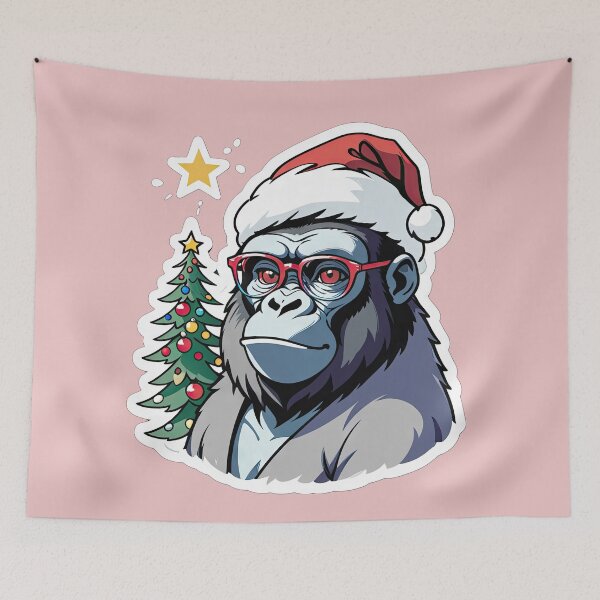 Item preview, Gorilla Wearing Santa Hat, Christmas Gorilla designed and sold by Bilisik.