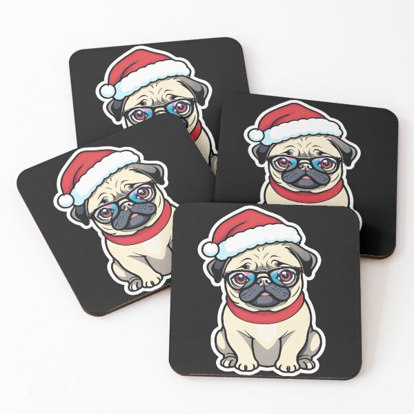 Item preview, Pug Dog Wearing Santa Hat, Christmas Mops designed and sold by Bilisik.