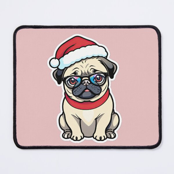Item preview, Pug Dog Wearing Santa Hat, Christmas Mops designed and sold by Bilisik.