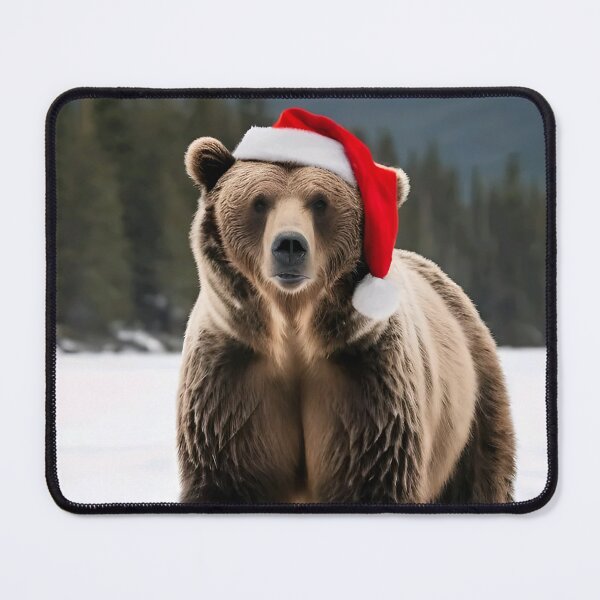 Item preview, Grizzly bear with santa hat designed and sold by Trendy-Artistry.