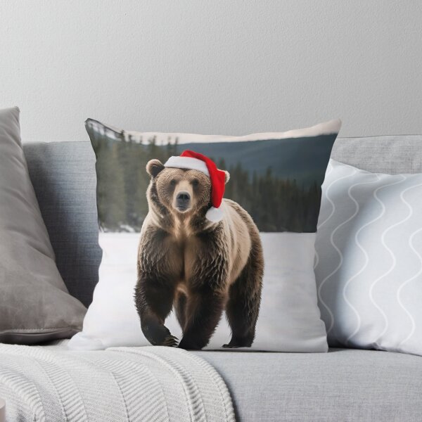 Item preview, Grizzly bear with santa hat designed and sold by Trendy-Artistry.