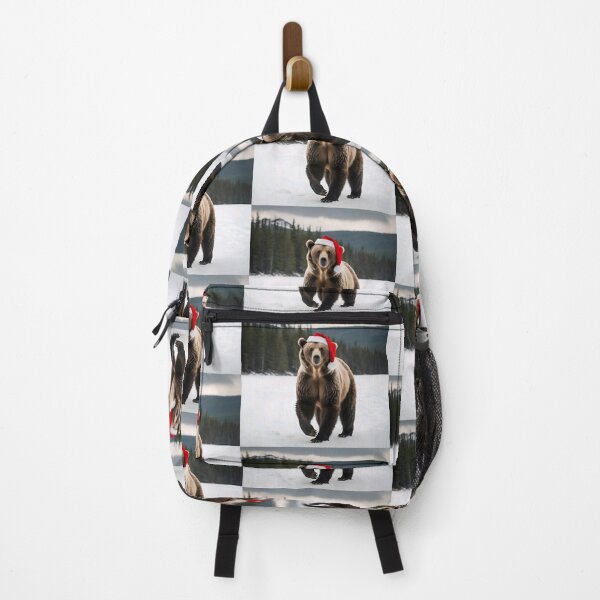 Item preview, Grizzly bear with santa hat designed and sold by Trendy-Artistry.