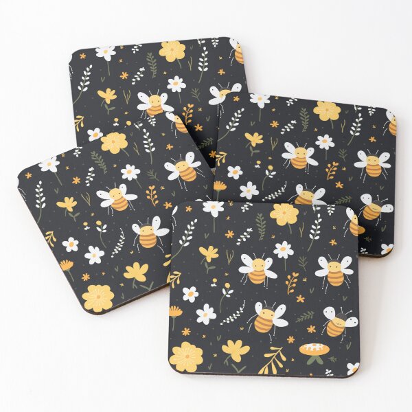 Item preview, Bees on Black Pattern designed and sold by Ellimade.