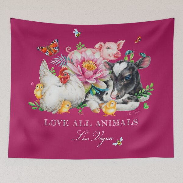 Item preview, Love all animals - pink background designed and sold by Maria Tiqwah.