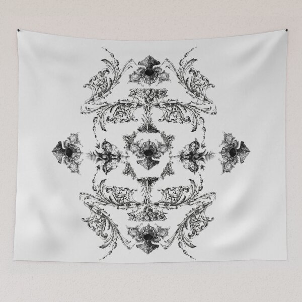 Item preview, Royalcore Pattern with knightcore aesthetic in black and white rococo vibes designed and sold by Monica Laipple.