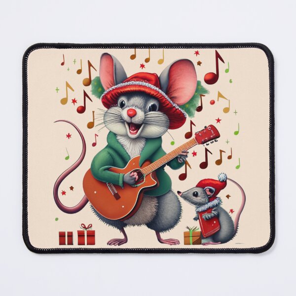 Item preview, christmas mouse and baby mouse playing guitar singing designed and sold by Meandmyshop.