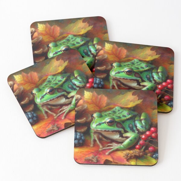 Item preview, Green frog in the Autumn Leaves designed and sold by LizTodd.