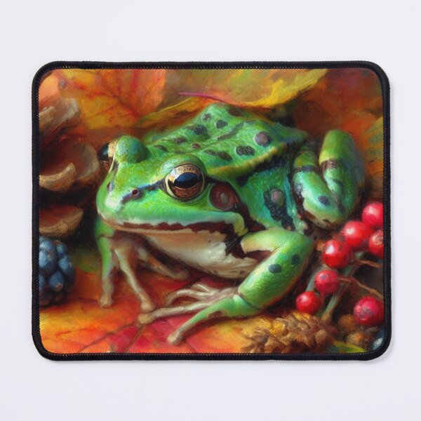 Item preview, Green frog in the Autumn Leaves designed and sold by LizTodd.