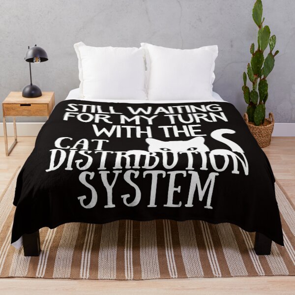Item preview, Funny Waiting for Cat Distribution System Meme white text designed and sold by AloraDawnEve.