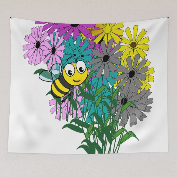 Item preview, Cute Bee likes colorful spring flowers designed and sold by zorkaa1.