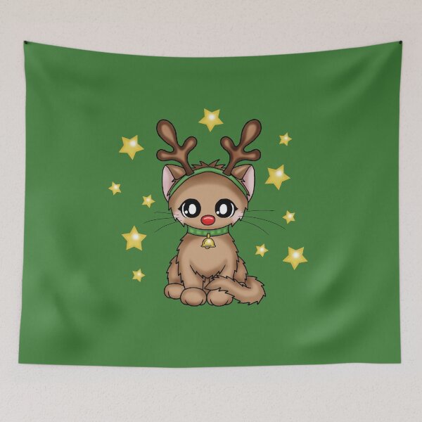 Item preview, cute chistmas cat in reindeer costume designed and sold by Pezi-Creation.