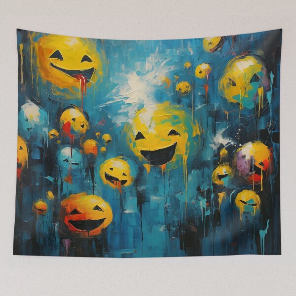 Item preview, Expressive Smiley Faces Abstract Art - Contemporary Canvas Print designed and sold by Onnnit.