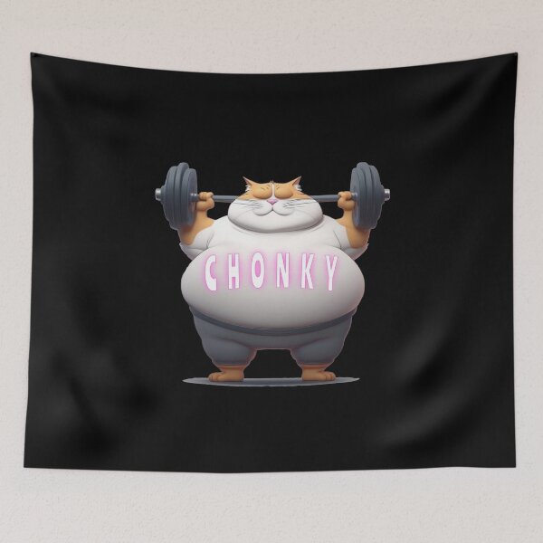 Item preview, Weightlifting Cat Chonky Cat Black T-Shirt Funny designed and sold by James5Seven.