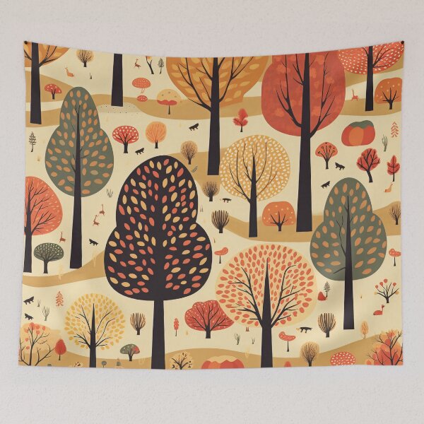 Item preview, Whimsical Woodland: Stylized Autumn Trees & Foliage Art Print designed and sold by Onnnit.