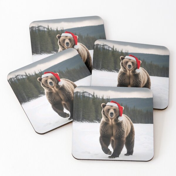 Item preview, Grizzly bear with santa hat designed and sold by Trendy-Artistry.