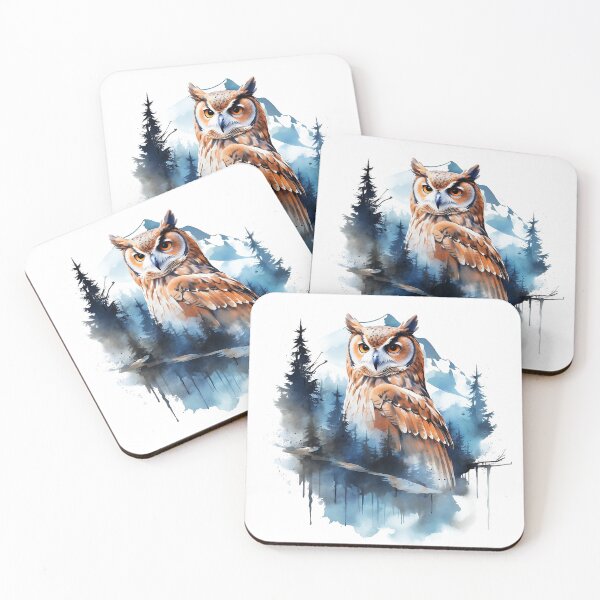Item preview, owl, mountain landscape, wild nature, snow. designed and sold by Linettka.