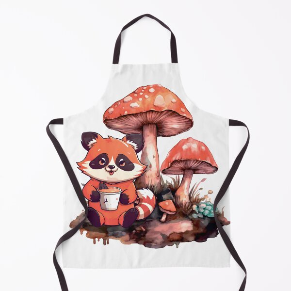 Item preview, Cartoon Racoon Sitting Near Mushrooms designed and sold by Anastasiia Yurevych.