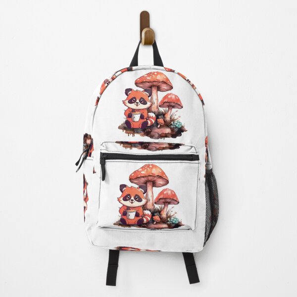 Item preview, Cartoon Racoon Sitting Near Mushrooms designed and sold by Anastasiia Yurevych.
