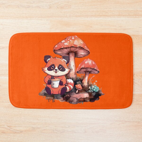 Item preview, Cartoon Racoon Sitting Near Mushrooms designed and sold by Anastasiia Yurevych.