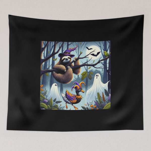 Item preview, Whimsical Halloween in Whisper Hollow: A Serene Sloth and Jovial Duck Tale designed and sold by slothsandducks.