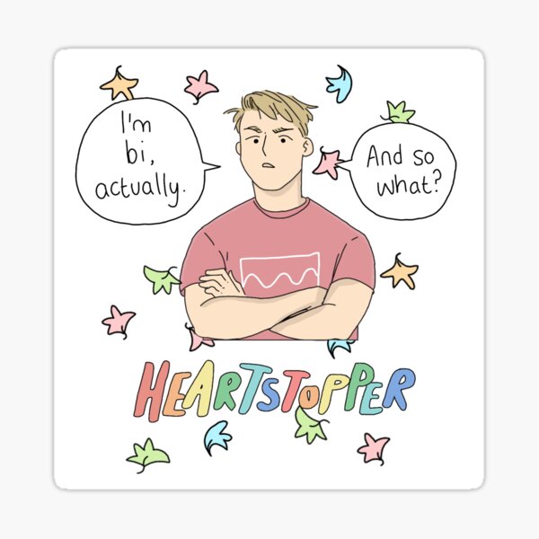 Nick Nelson - Im bi actually and so what - Heartstopper leaves (White background) Sticker