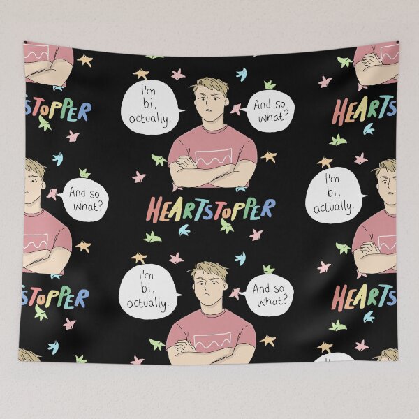 Item preview, Nick Nelson - Im bi actually and so what - Heartstopper leaves (Black background) designed and sold by Mabel-rgz.