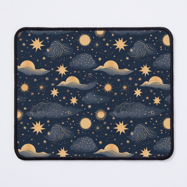 Item preview, Whimsical Celestial Pattern With Moon, Clouds and Stars designed and sold by RetroPrints.