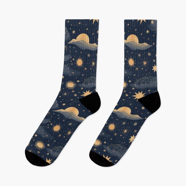 Item preview, Whimsical Celestial Pattern With Moon, Clouds and Stars designed and sold by RetroPrints.