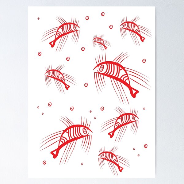 Artikelvorschau, Zypriotisches rotes Fischmuster entworfen und verkauft von Aeterna Prints.
