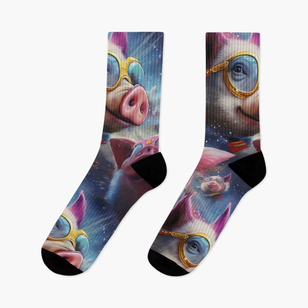 Item preview, Superhero Pigs in Flight: Neon Pink Rebellion with Cosmic Sapphire Streaks and Stardust Sprinkles designed and sold by polonuim210.