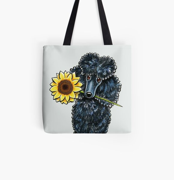 Sunny Black Miniature Poodle All Over Print Tote Bag