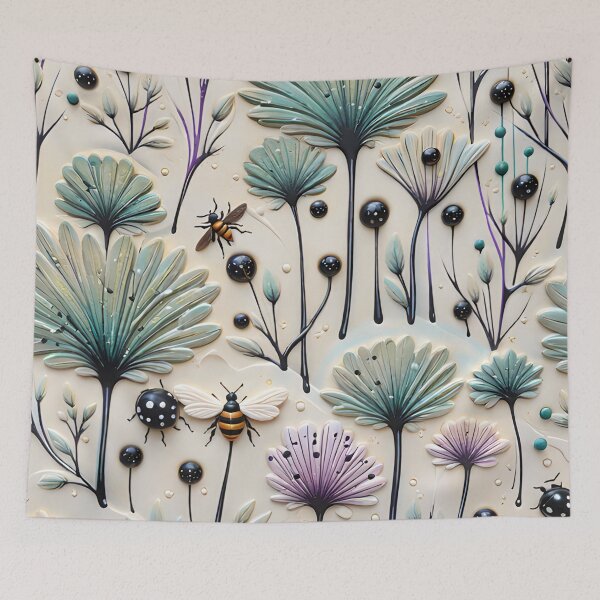 Item preview, Realistic delicate 3D wild flowers and insects part 1 - expressive botanical pattern. designed and sold by My-fake-places.
