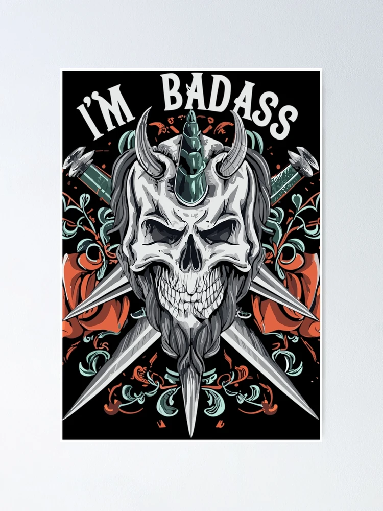 額縁 tatoo studio yamada IRON SKULL POSTER I am BadAss, Pirate skull, Skull, old style hardcore tattoo