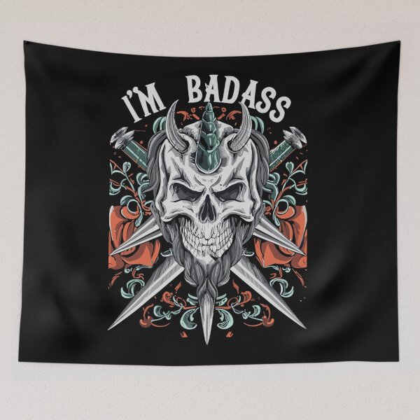 Item preview, I am BadAss, Pirate skull, Skull, old style hardcore tattoo designed and sold by PhotoArtMC.