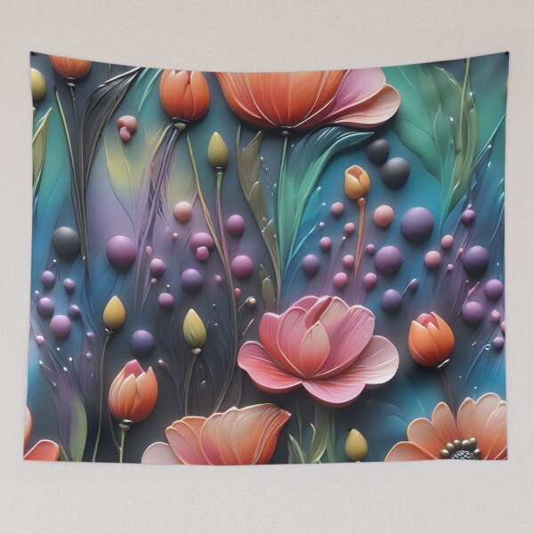 Item preview, Realistic delicate 3D wild flowers - expressive botanical pattern. designed and sold by My-fake-places.