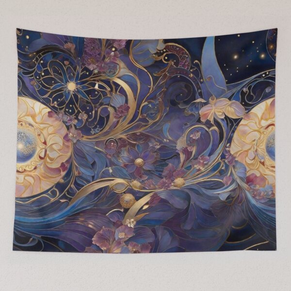 Item preview, Circle of Flowers on a Blue Background designed and sold by Rafal Saluszewski.