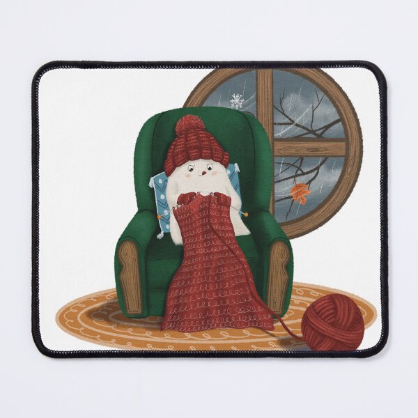 Item preview, Cute Ghost knitting in a comfortable chair on a cold day designed and sold by ZeinalArt.