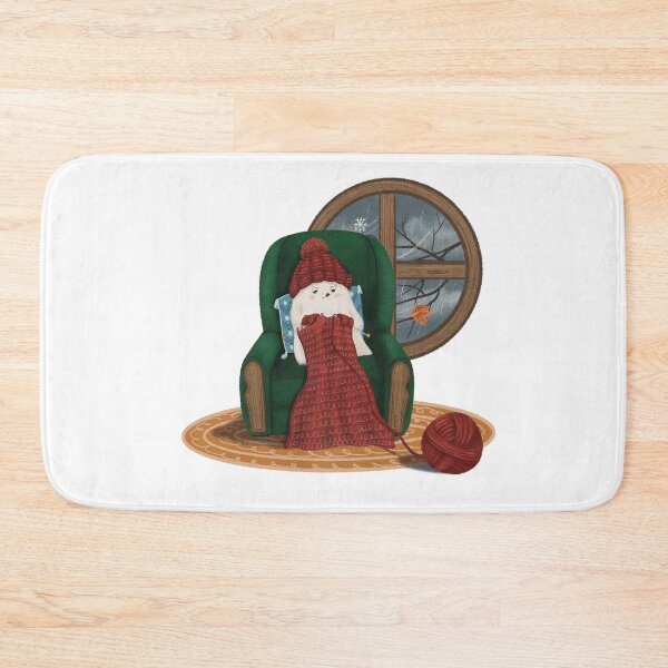 Item preview, Cute Ghost knitting in a comfortable chair on a cold day designed and sold by ZeinalArt.