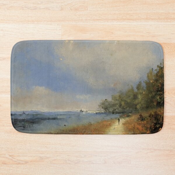 Item preview, Muted Ocean Coastline Oil Painting - East Coast Scenery Art Print designed and sold by opptop.