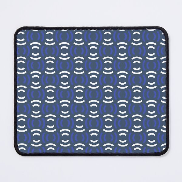 Item preview, Midnight Blue White Slate Gray Rhythmic Arcs Lines Waves Curves Op Art Retro Chain Pattern designed and sold by PenguinForests.