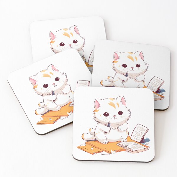 Item preview, cat studying designed and sold by Alongwith-a-lot.