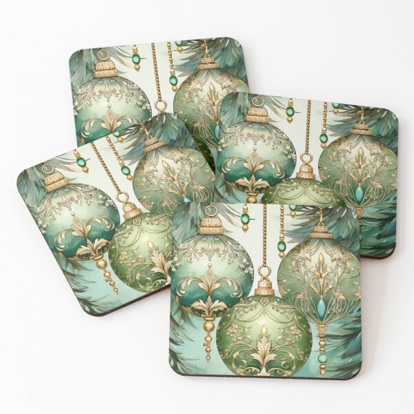 Item preview, Vintage green Christmas bauble ornaments designed and sold by PaperieJennifer.